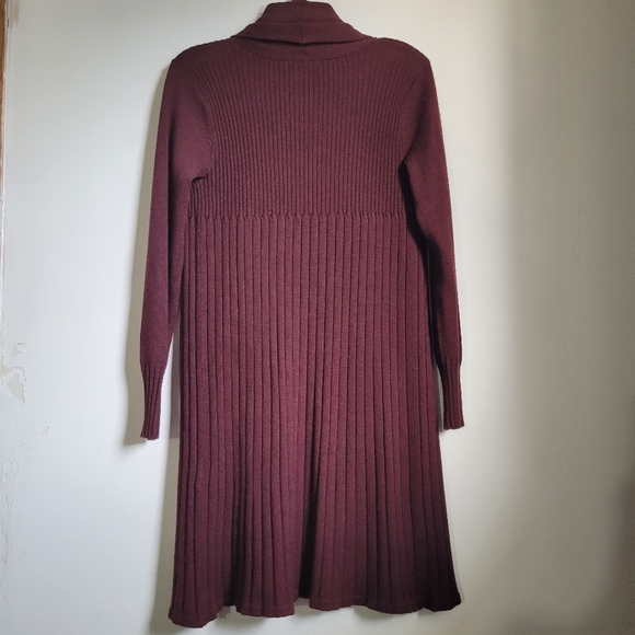 H&M Sz Sm Long Cardigan Sweater Duster Women’s Burgandy Open Front Ribbed Knit - Picture 10 of 11